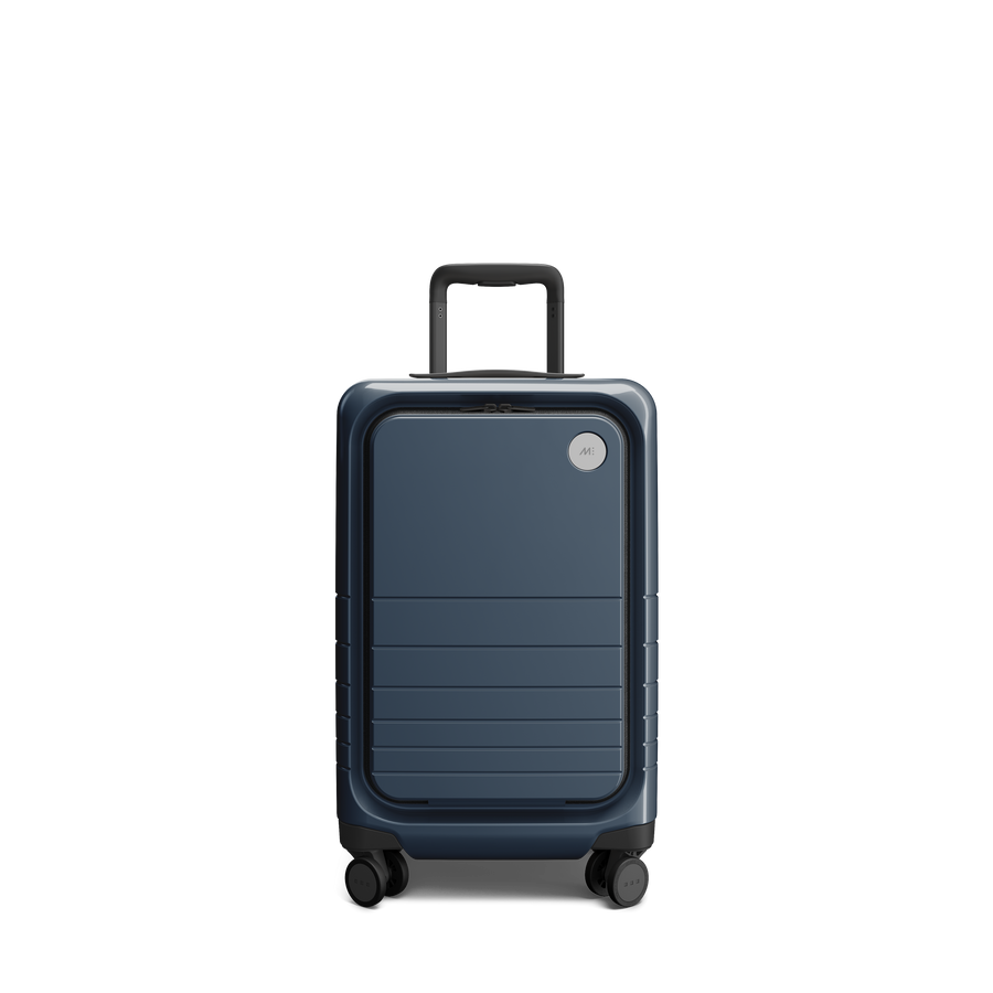 Arles Blue (Glossy) Scaled | Front view of Carry-On Pro in Arles Blue