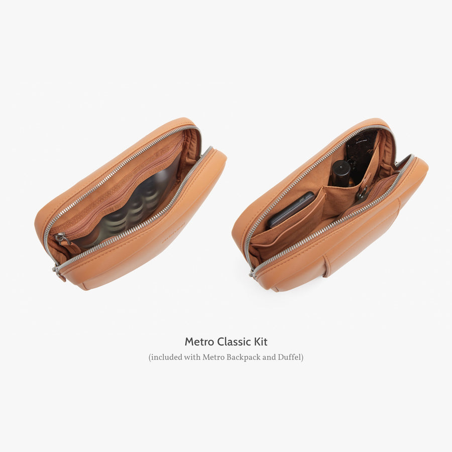 Saddle Tan (Vegan Leather) | Metro Classic Kit included with Metro Backpack and Duffel in Saddle Tan