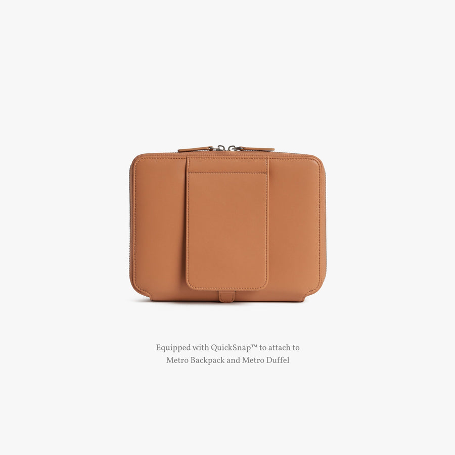Saddle Tan (Vegan Leather) | Back view of Metro Folio Kit in Saddle Tan