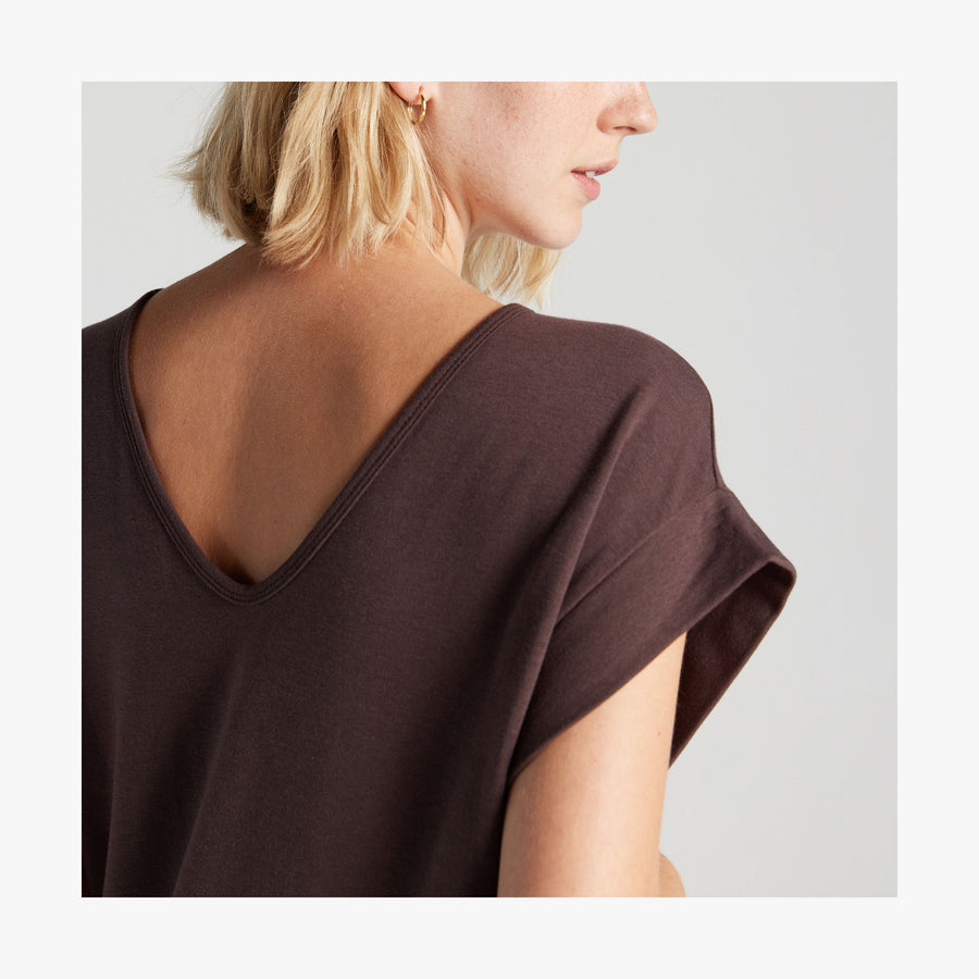 Espresso | Back view of woman in Sevilla Dress Espresso