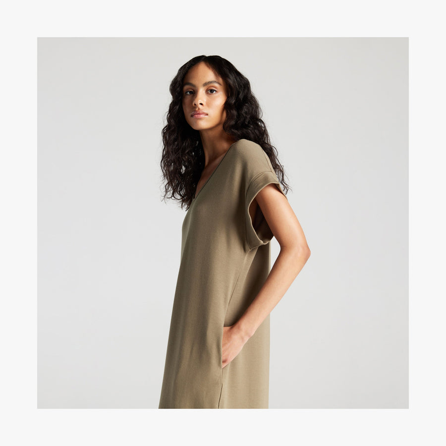 Moss | Shoulder view of woman in Sevilla Dress Moss