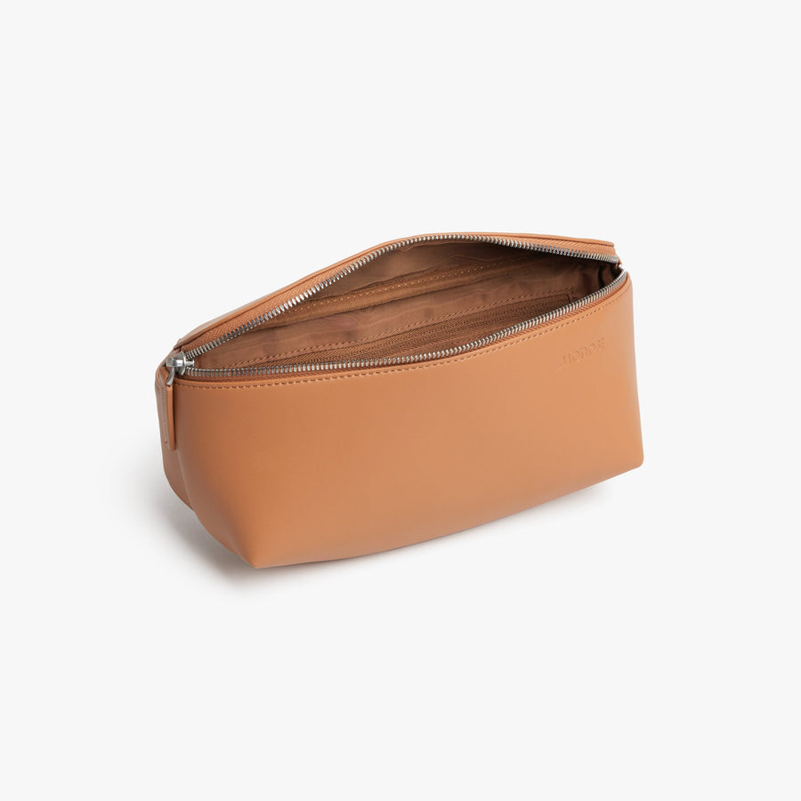 Saddle Tan (Vegan Leather) | Inside view of Metro Sling in Saddle Tan