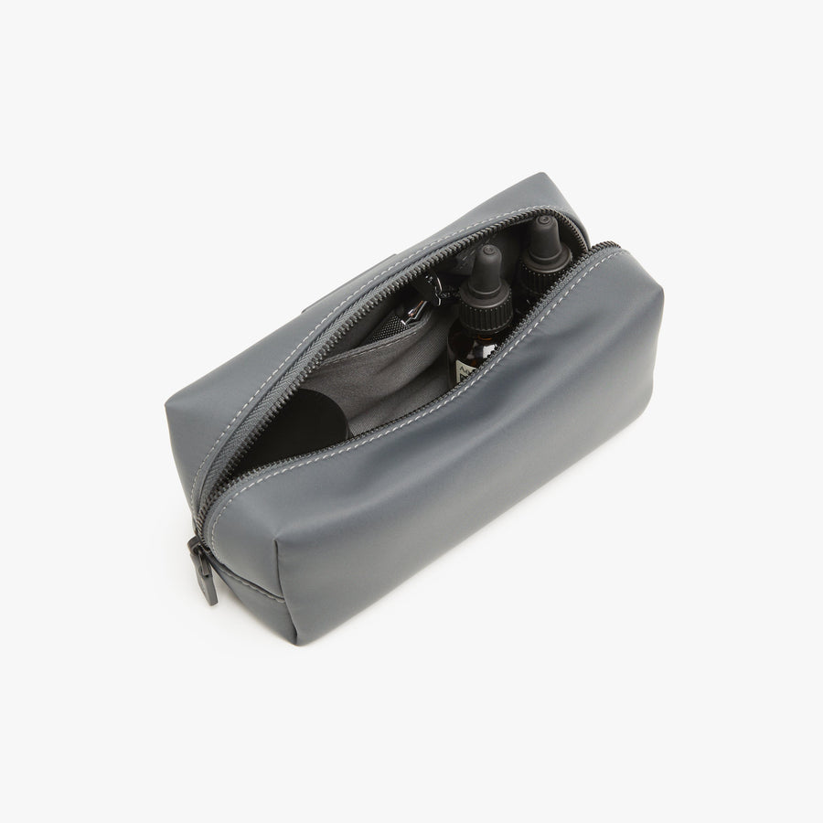 Small / Dover Grey | Interior back view of Metro Toiletry Case Small in Dover Grey